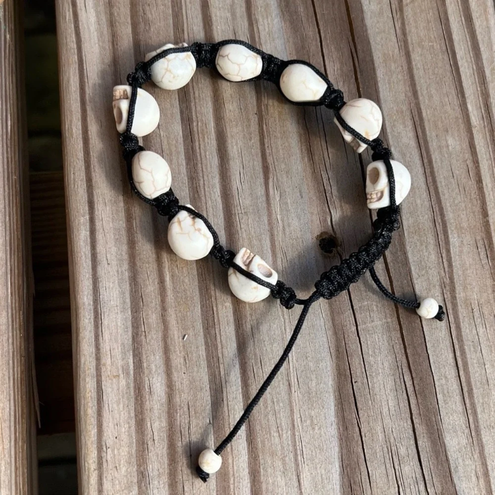 - Mexican Skull Orange Macrame Bracelet! NEW!